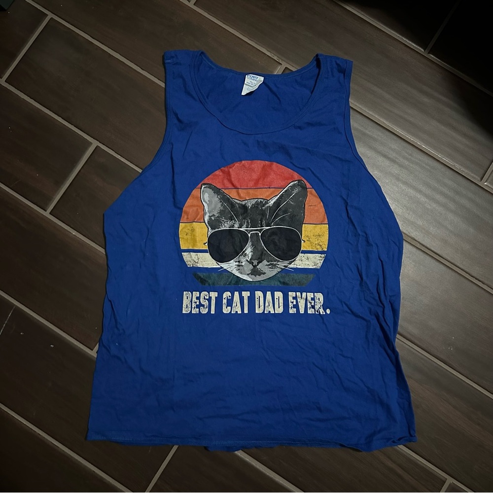 Best Cat Dad Ever Blue Tank Top